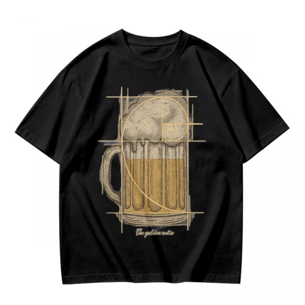 Beer Mug with Golden Ratio Graphic Novelty T-Shirt Print