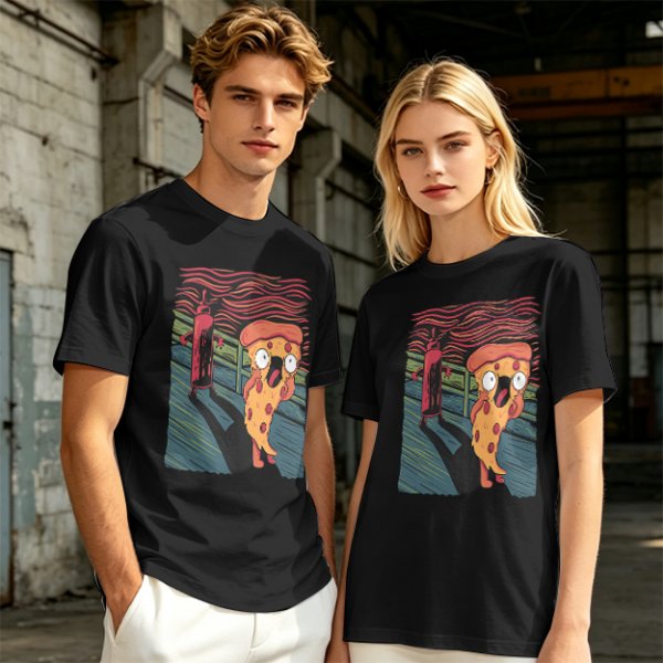 Olive T-Shirt With Funny Pizza Slice Scream Art Print