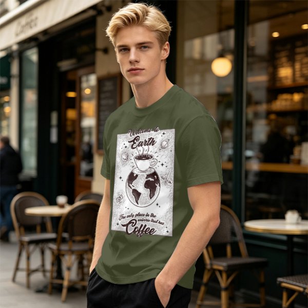 Welcome to Earth Coffee Lover Graphic T-Shirt