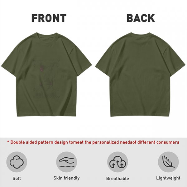 Olive Green Oversized Short Sleeve Graphic T-Shirt