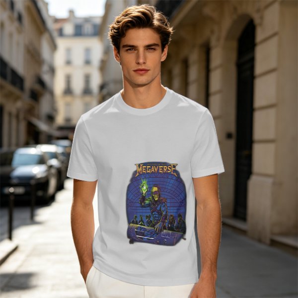 Olive T-Shirt With Megaverse Sci-Fi Villain Graphic Print