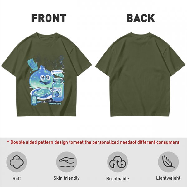 Olive green t-shirt with a slime jam graphic design