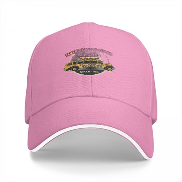 Black baseball cap with vintage tour bus graphic and text