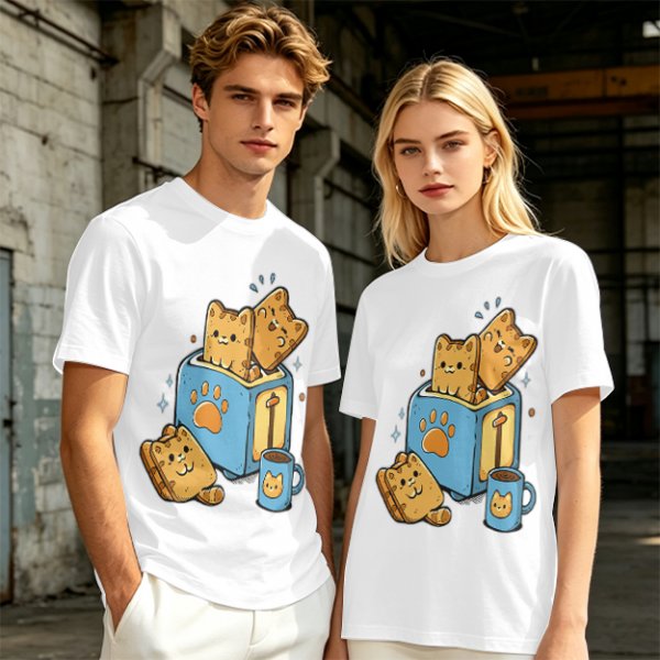Olive T-Shirt With Cute Cat Toast Toaster Breakfast Art