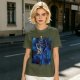 Olive T-Shirt with Cosmic Anime Character Graphic Print