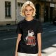 Olive graphic tee with a white cat on a stool and the text I do whatever I want