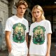 Olive Green T-Shirt With Fantasy Warrior Graphic Print
