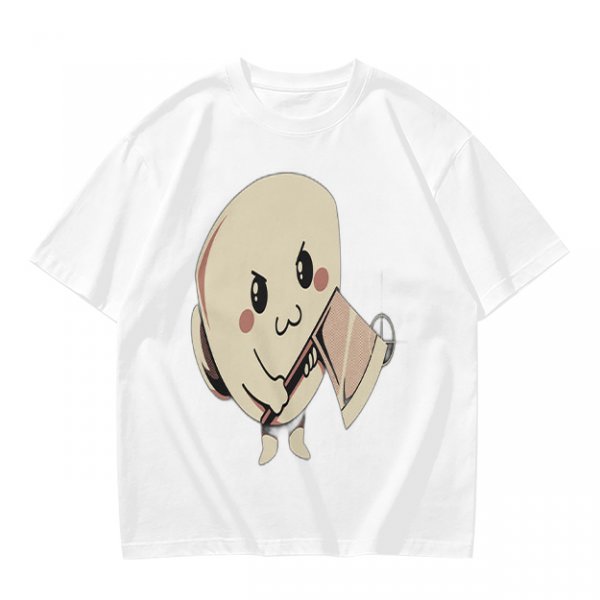 Olive T-Shirt With Cute Angry Ghost Holding Axe Graphic