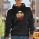 Black hoodie with two pandas eating and talking graphic print