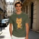 Olive T-Shirt With Cute Orange Tabby Cat Graphic