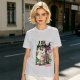Olive T-Shirt with Punk Rock Cat Singing Microphone Graphic