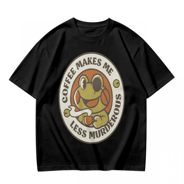 Coffee Makes Me Less Murderous Frog Graphic T-Shirt