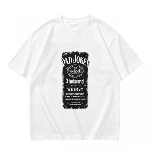 Olive Green T-Shirt with Dad Jokes Whiskey Label Style Graphic