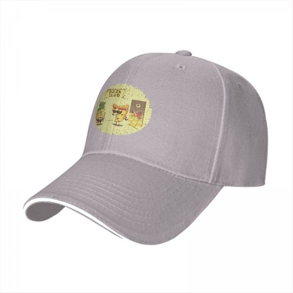 Black Baseball Cap With Pizza Club Pineapple Slice Graphic