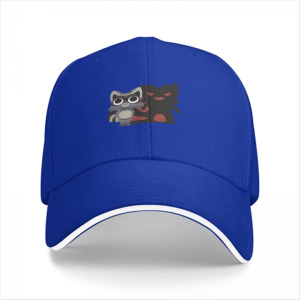 Black Baseball Cap With Cute Raccoon And Evil Shadow Graphic
