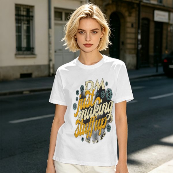Olive T-Shirt With 'DM Just Making Stuff Up As We Go' Print