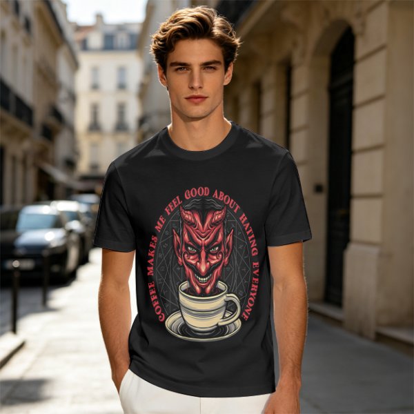 Coffee Makes Me Feel Good About Hating Everyone Devil T-Shirt