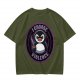 Olive t-shirt with angry penguin holding knife and I Choose Violence print