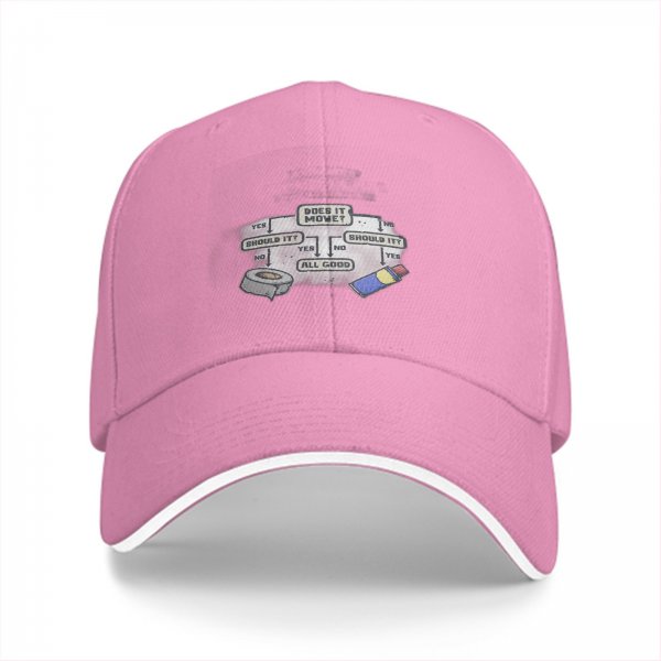 Funny Baseball Cap With Meme Flowchart Design Featuring Tape And Duct Tape