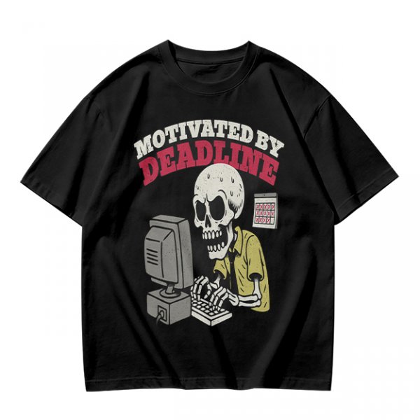 Motivated by Deadline Skeleton Working at Computer T-Shirt