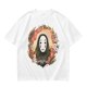 Spirited Away No-Face Graphic Tee with Cherry Blossoms and Lanterns