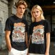 Olive t-shirt with Japanese octopus sushi warrior wave graphic