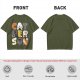 Olive T-Shirt With Cute Cat Letter Graphic Design
