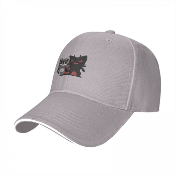 Black Baseball Cap With Cute Raccoon And Evil Shadow Graphic