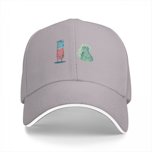 Black Baseball Cap With Cute Science Lab Beaker Print