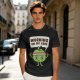 Olive green t-shirt with cartoon apple lifting dumbbells and 'Working on my core' text