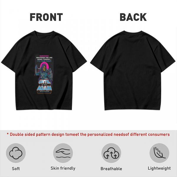 Olive graphic t-shirt with villain character and humorous text print