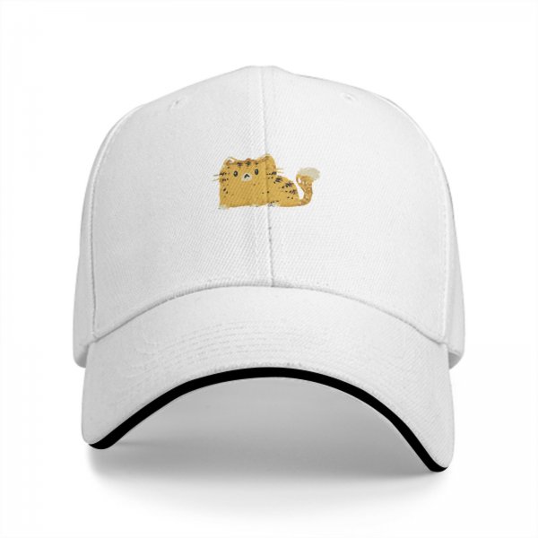 Black Baseball Cap With Cute Tabby Cat Graphic Print