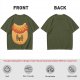 Olive T-Shirt With Cute Cartoon Hot Dog Graphic Print
