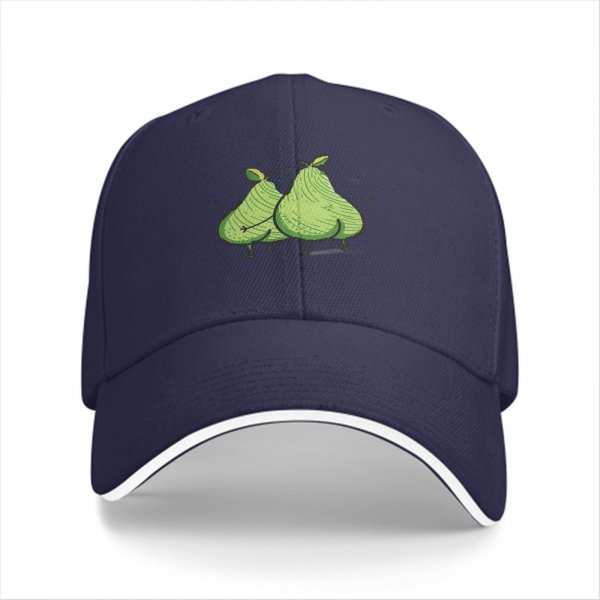 Black Baseball Cap With Funny Cartoon Pears Graphic