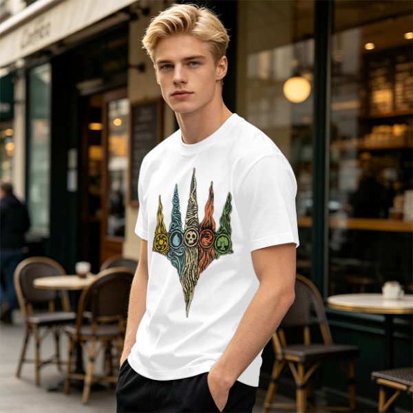 Magic The Gathering Five Mana Symbols Graphic T-Shirt