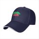 Black baseball cap with apple orchard graphic print
