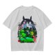 Olive Green T-Shirt with Totoro Nature Landscape Graphic Print