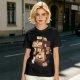 Olive t-shirt with espresso machine and cats graphic