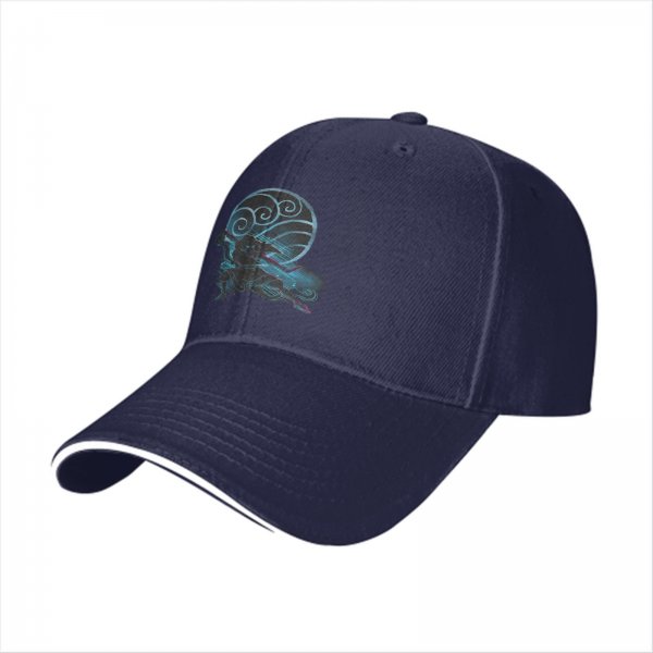 Black Baseball Cap With Water Tribe Themed Anime Graphic