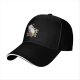 Black Baseball Cap With Cute Fantasy Creature And Floral Print