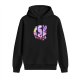 Black hoodie with purple unicorn reading magical book graphic