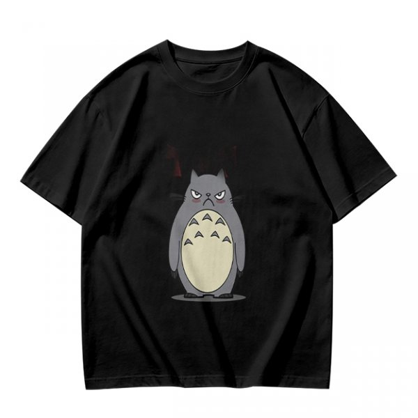 Olive T-shirt with Angry Totoro Graphic Print