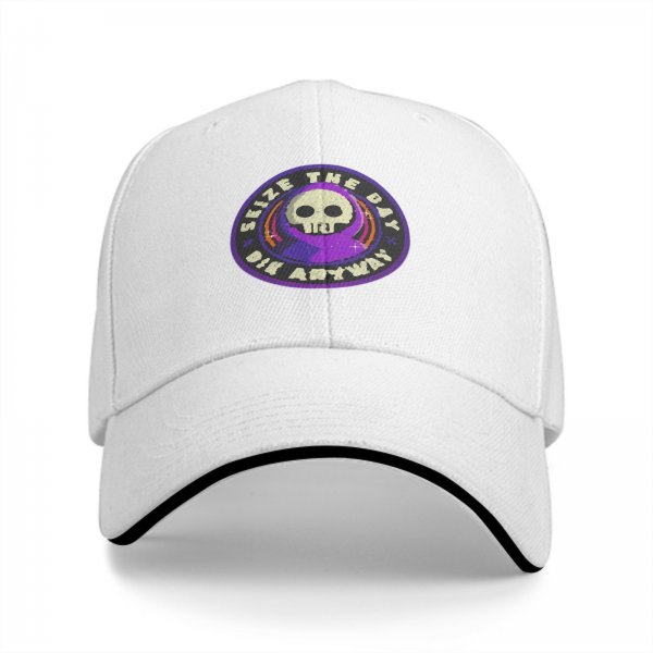 Black Baseball Cap With 'Seize The Day Die Anyway' Grim Reaper Skull Graphic