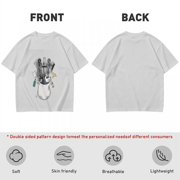 Olive graphic t-shirt with Trash Club raccoon and panda in trash can print