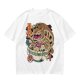 Olive t-shirt with cat bus ramen bowl graphic print