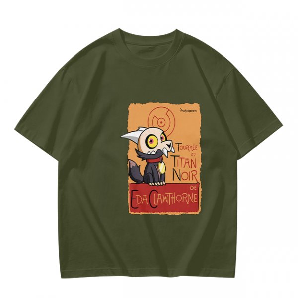 Olive Green T-Shirt with King from The Owl House Titan Noir Print