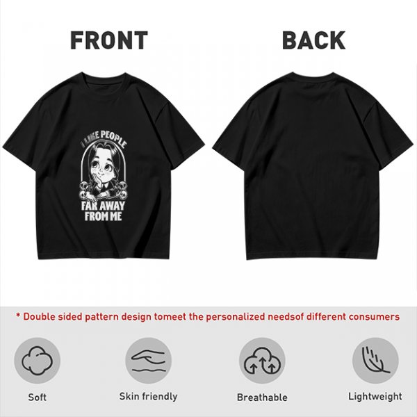 Olive t-shirt with Wednesday Addams 'I Like People Far Away From Me' print