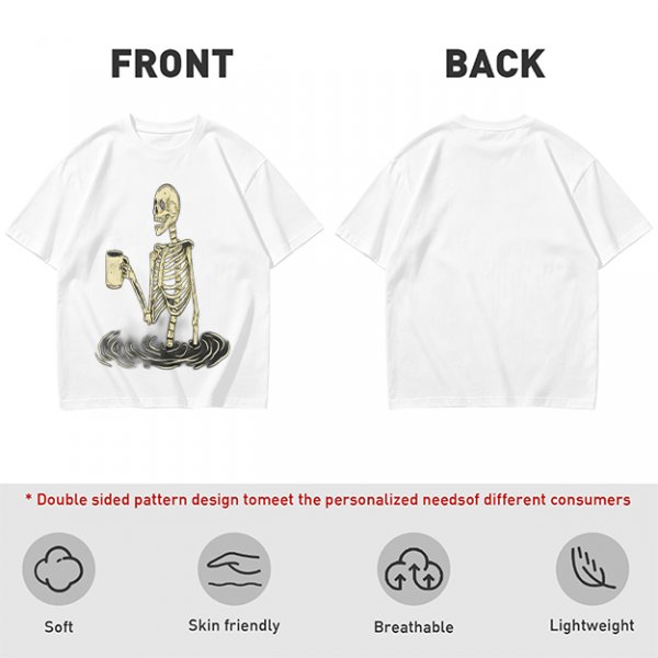 Olive Skeleton Holding Coffee Mug In Water Graphic T-Shirt