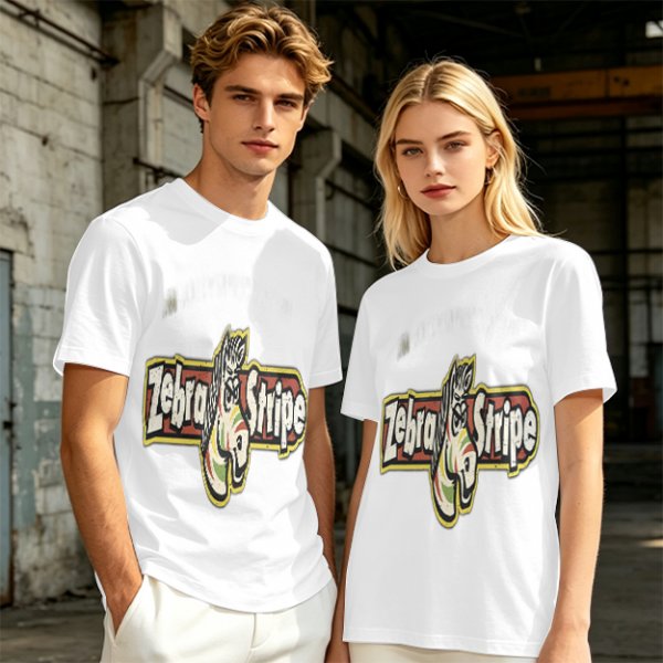 Olive green graphic t-shirt with zebra stripe design