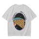 Olive t-shirt with space pizza graphic and Houston have pizza text